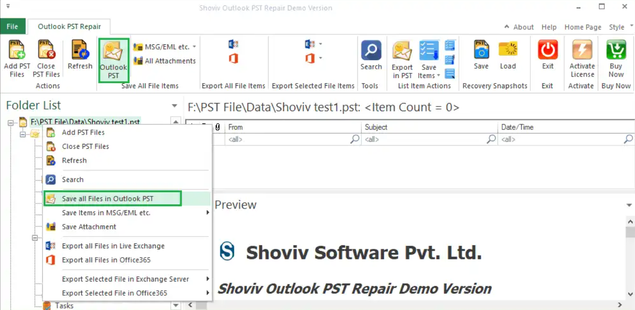 Weeom Outlook PST Repair Tool Step 1